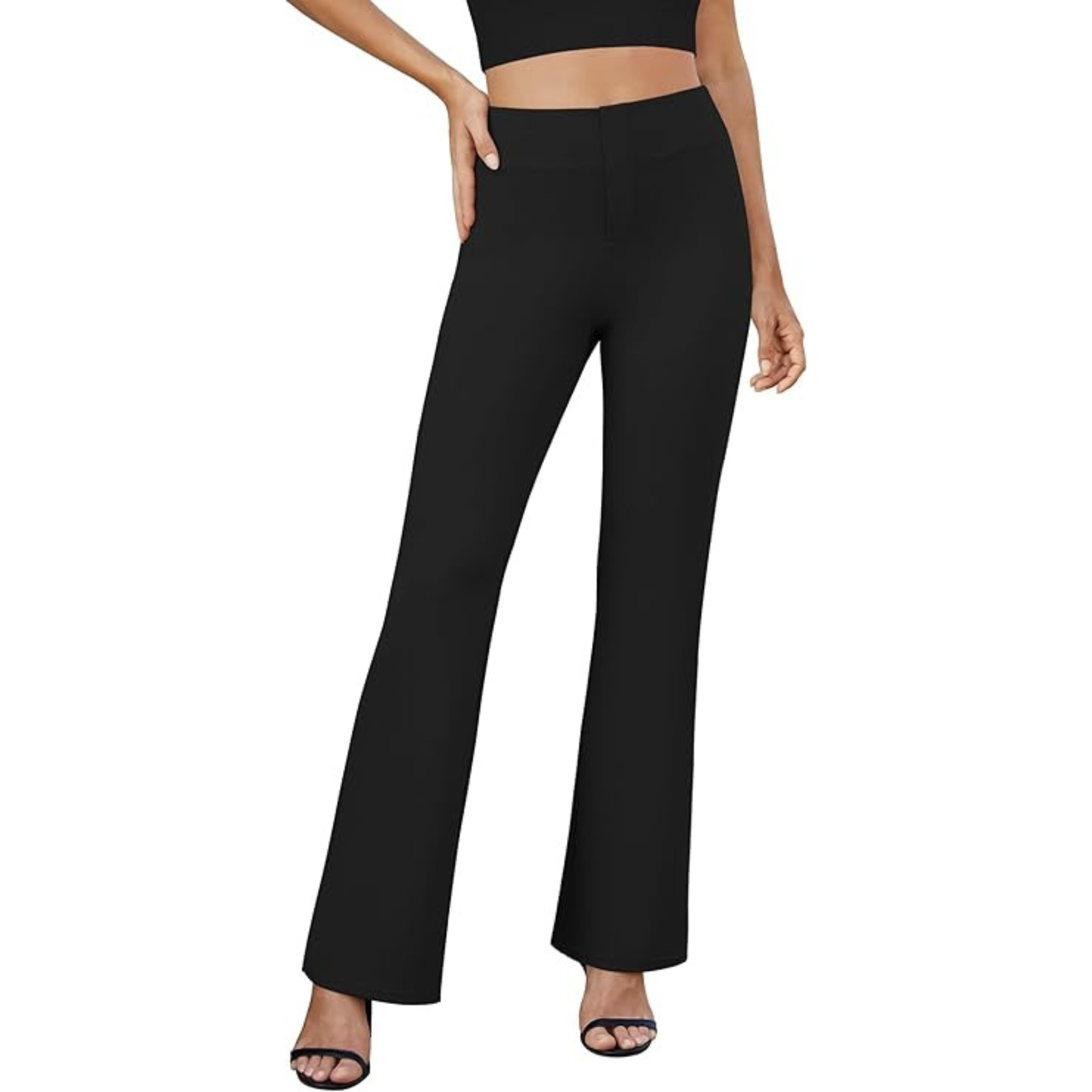 Bootcut Design High Rise Stretchy Trousers With Pockets For Women