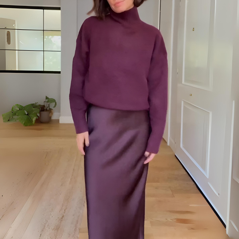 Two Piece Long Sleeve Top And Skirt Set-My Comfy Pant