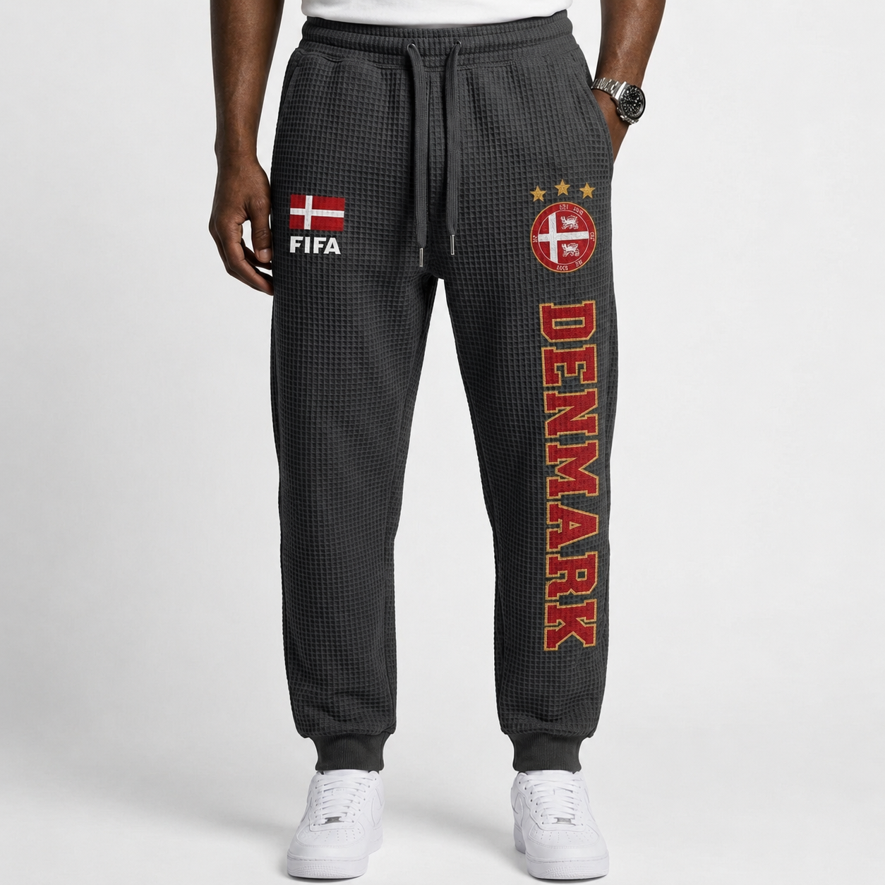 FIFA 2026 Denmark Printed Waffle Football Fan Pants