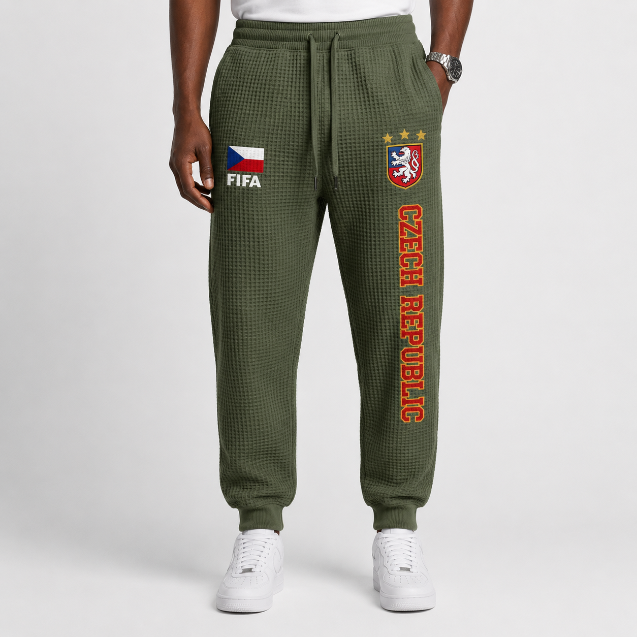 FIFA 2026 Czech Republic Printed Waffle Football Fan Pants