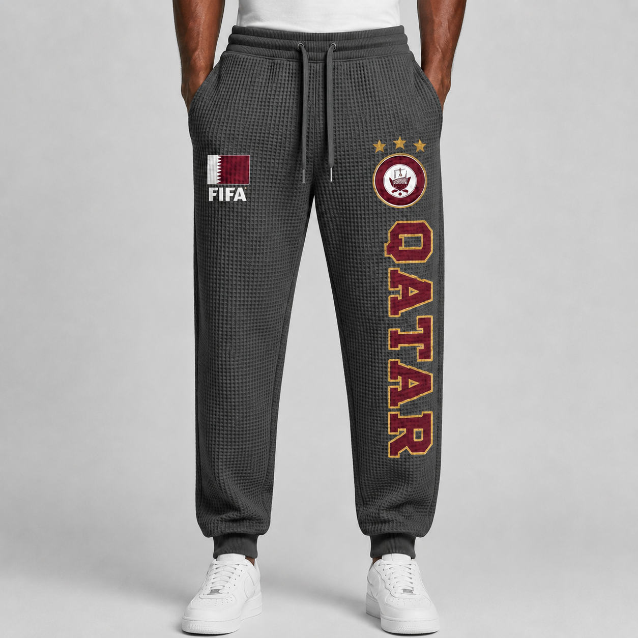 FIFA 2026 Qatar Printed Waffle Football Fan Pants