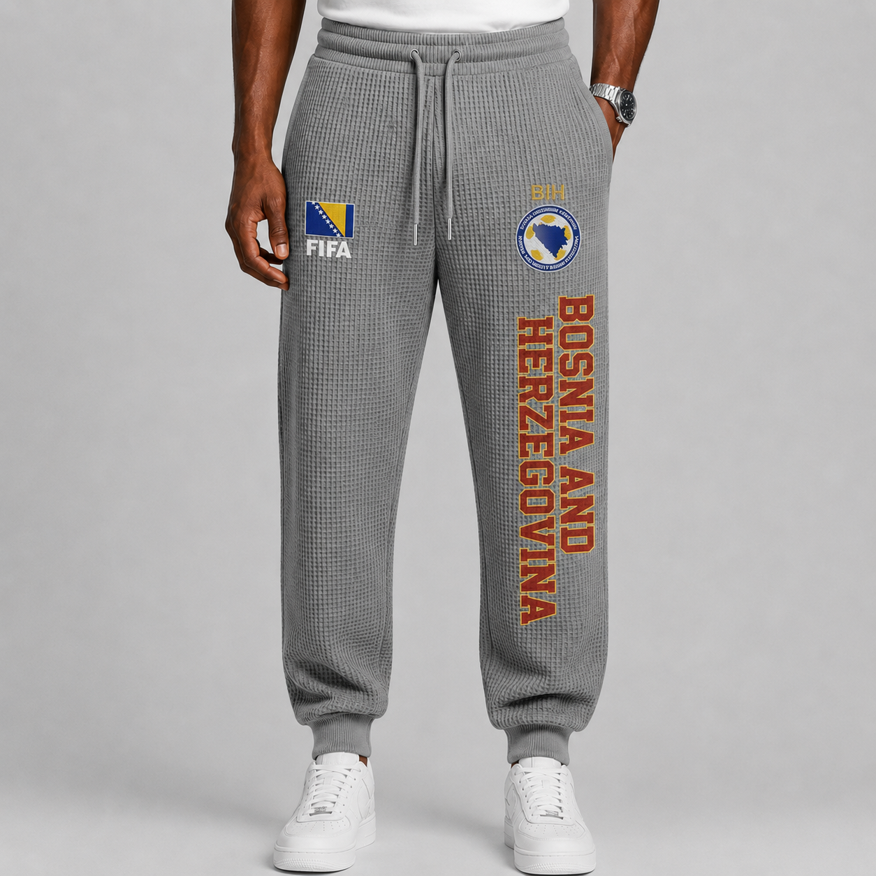 FIFA 2026 Bosnia and Herzegovina Printed Waffle Football Fan Pants