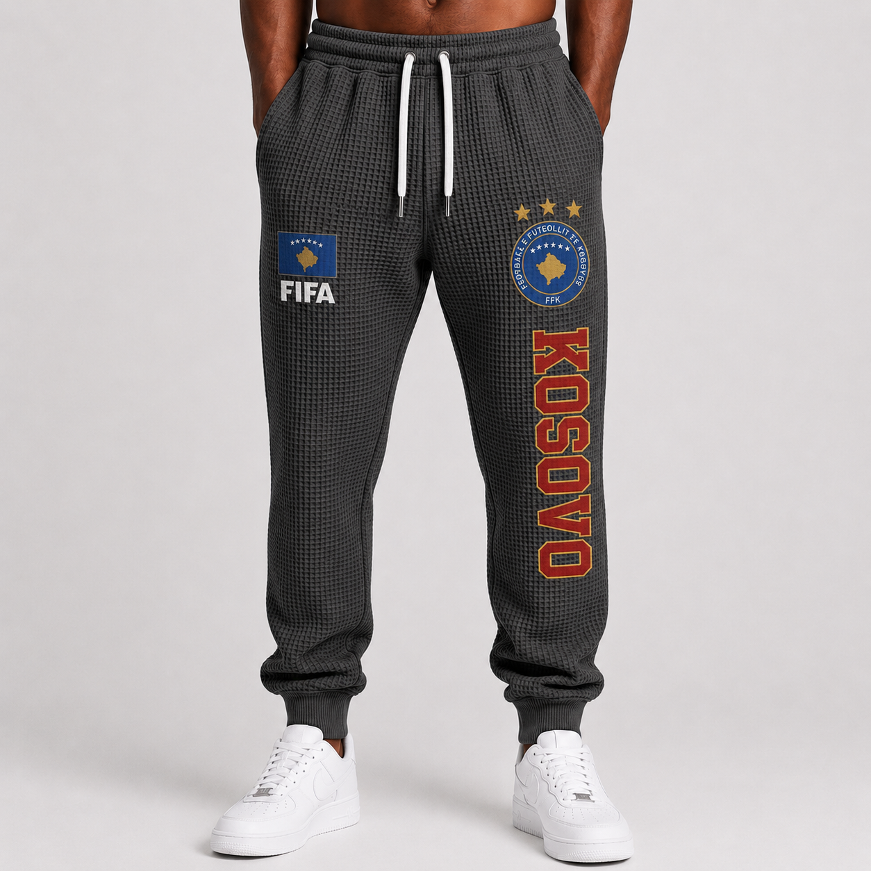 FIFA 2026 Kosovo Printed Waffle Football Fan Pants