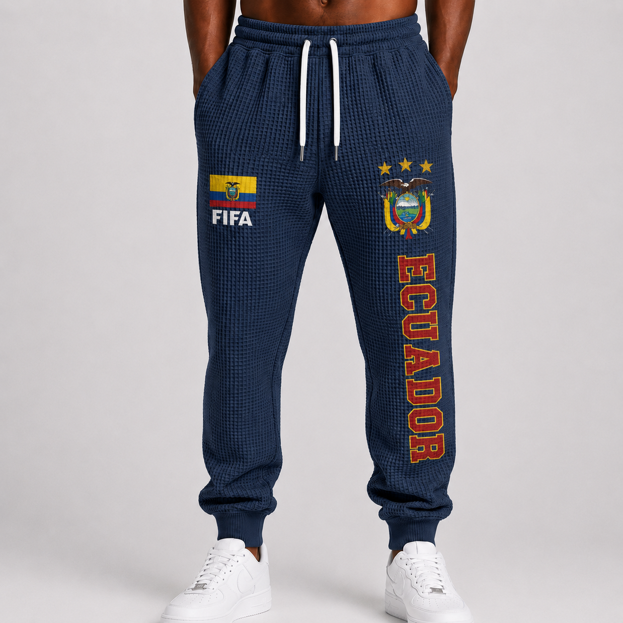 FIFA 2026 Ecuador Printed Waffle Football Fan Pants