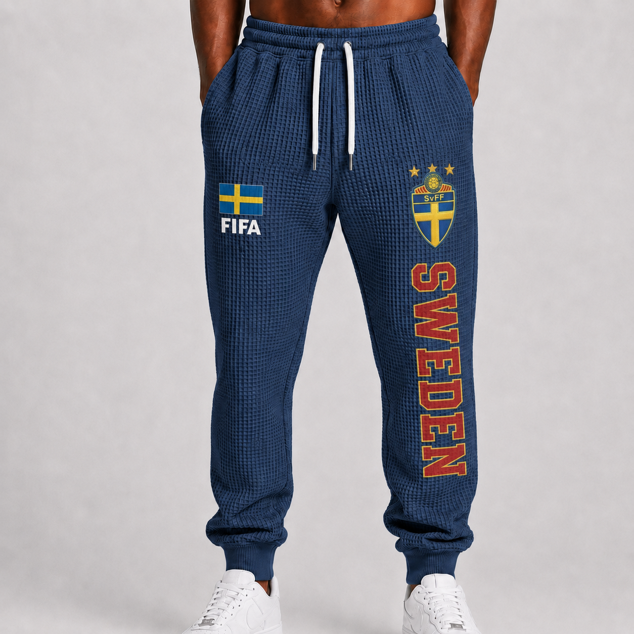 FIFA 2026 Sweden Printed Waffle Football Fan Pants