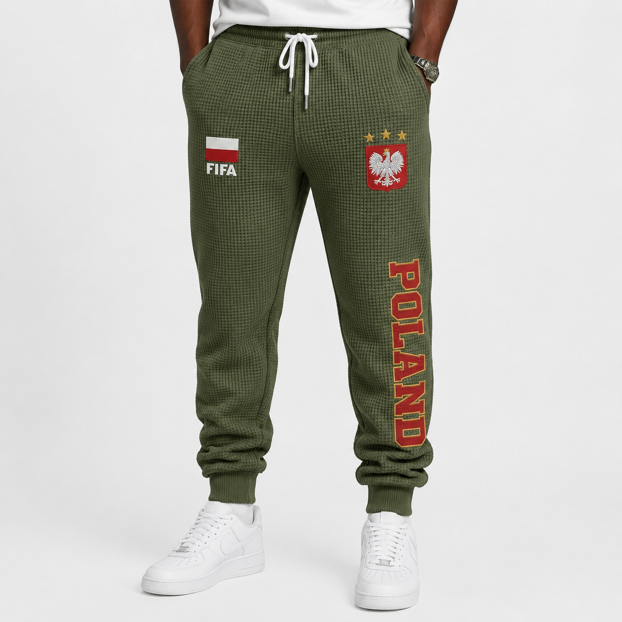 FIFA 2026 Poland Printed Waffle Football Fan Pants