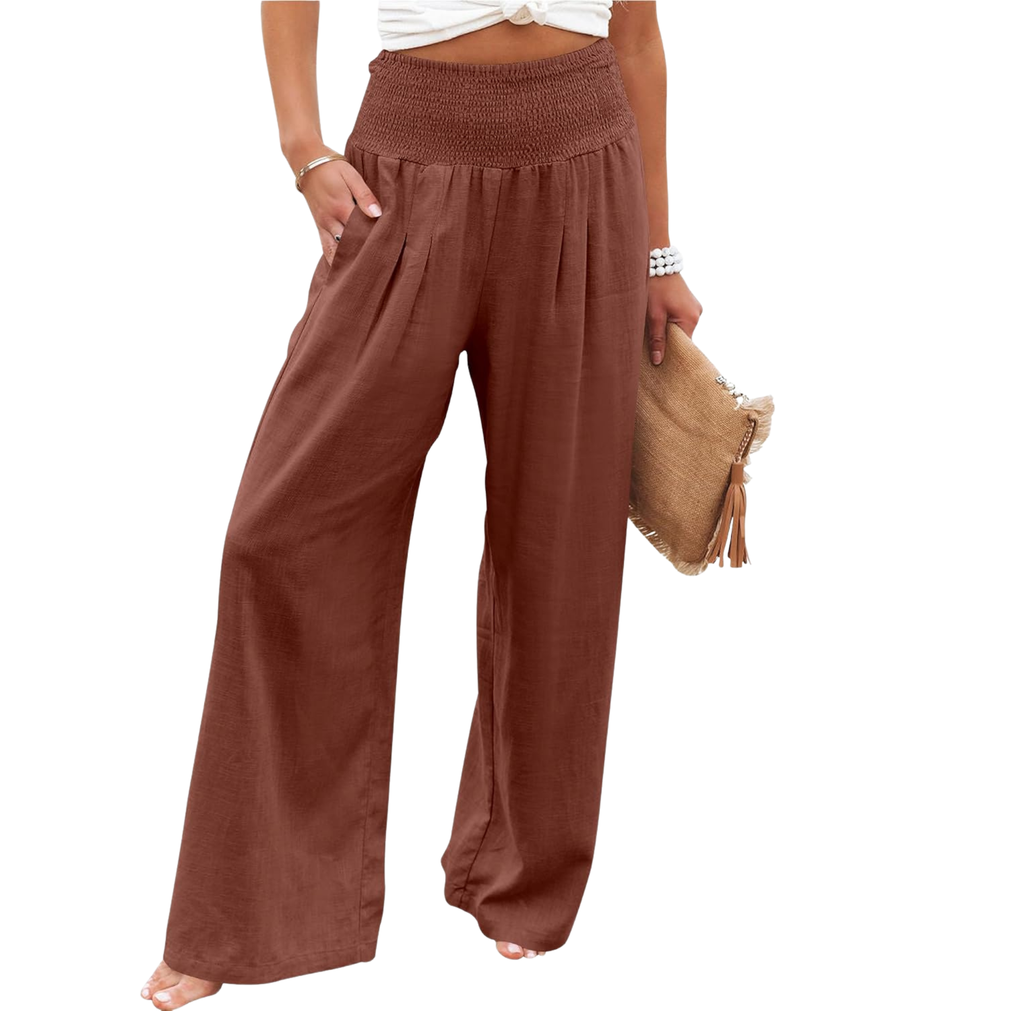 Wide Leg Linen Palazzo Pants for Women Casual Boho