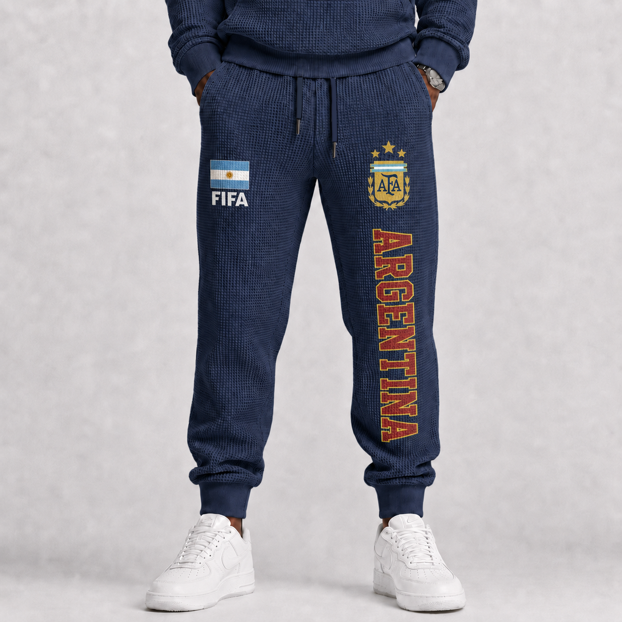 FIFA 2026 Argentina Printed Waffle Football Fan Pants