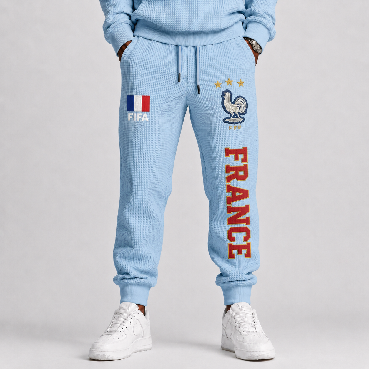 FIFA 2026 France Printed Waffle Football Fan Pants