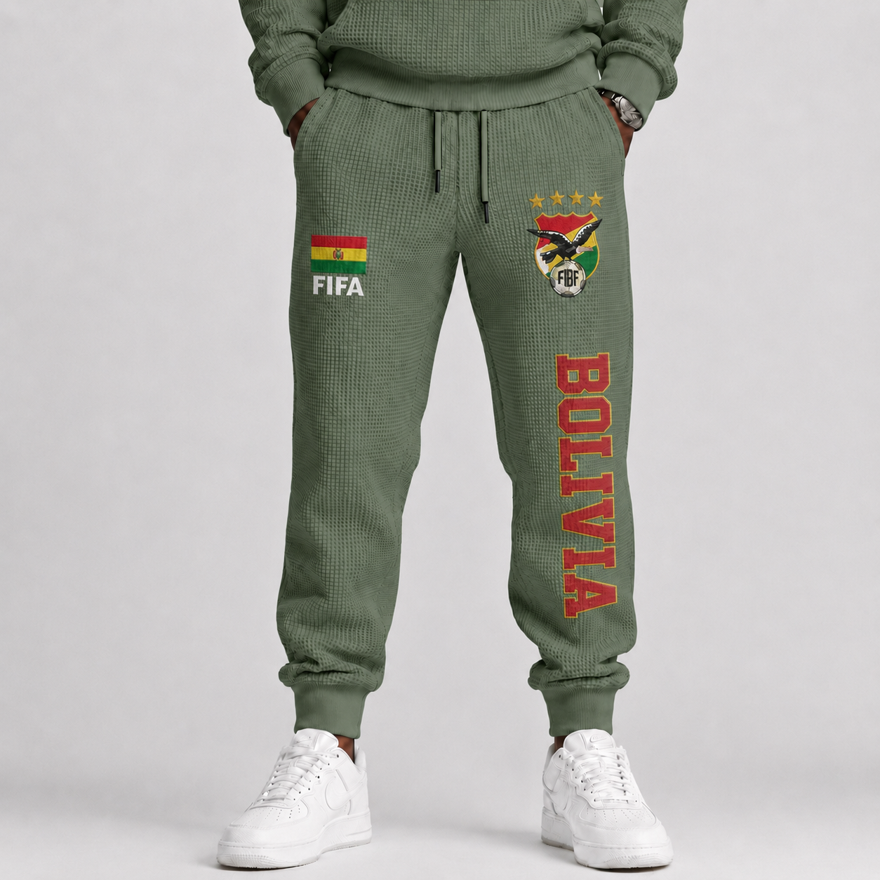 FIFA 2026 Bolivia Printed Waffle Football Fan Pants