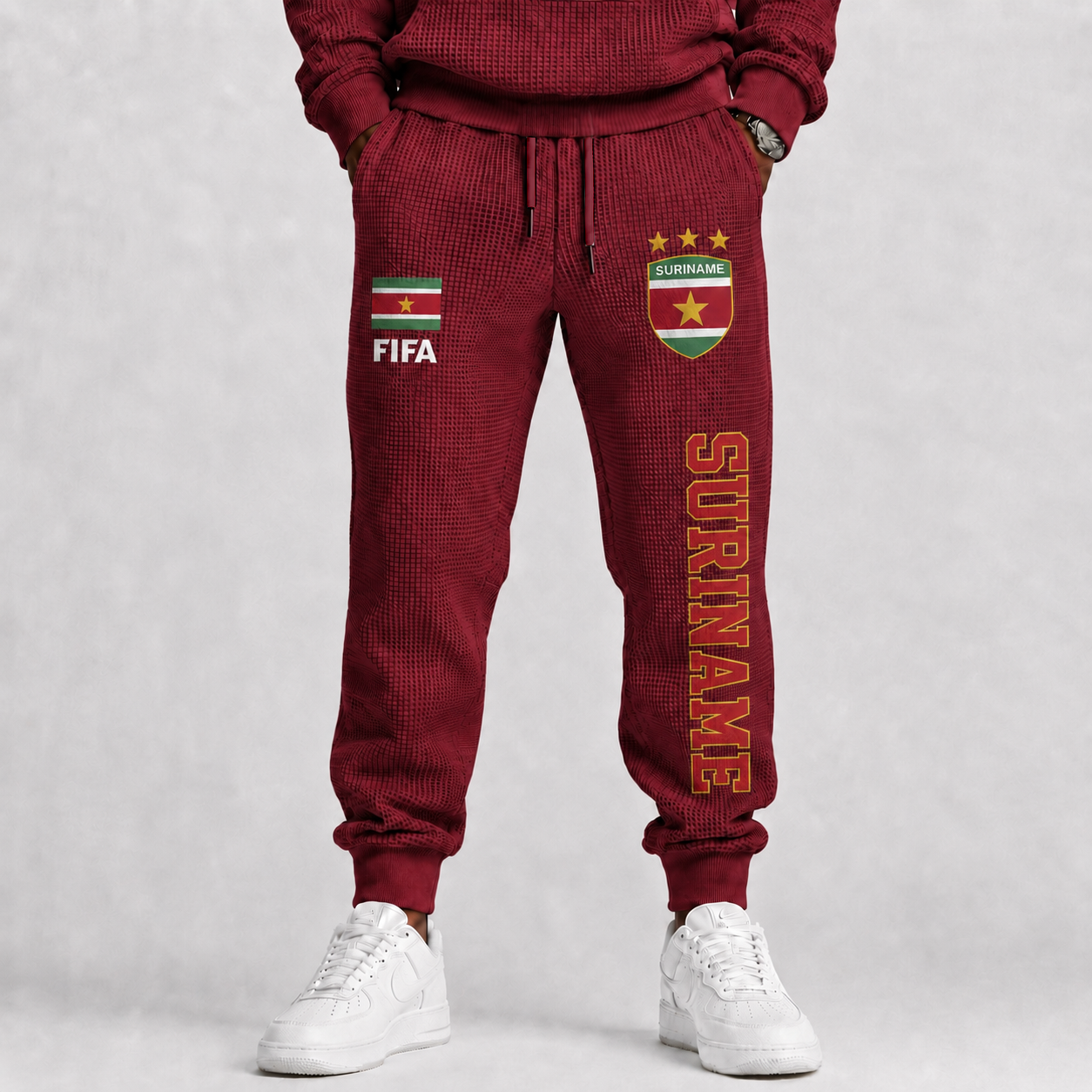 FIFA 2026 Suriname Printed Waffle Football Fan Pants