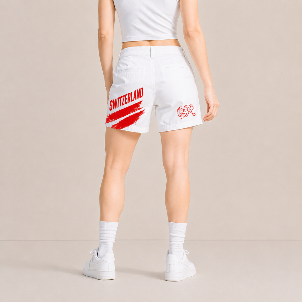 World Cup 2026 Switzerland Football Fan Printed Twill Shorts