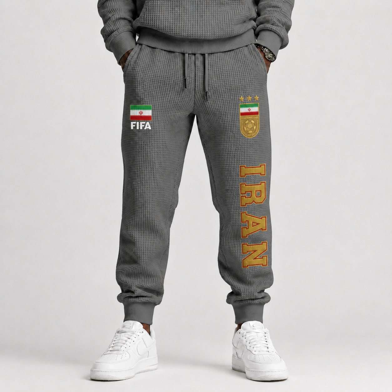 FIFA 2026 Iran Printed Waffle Football Fan Pants
