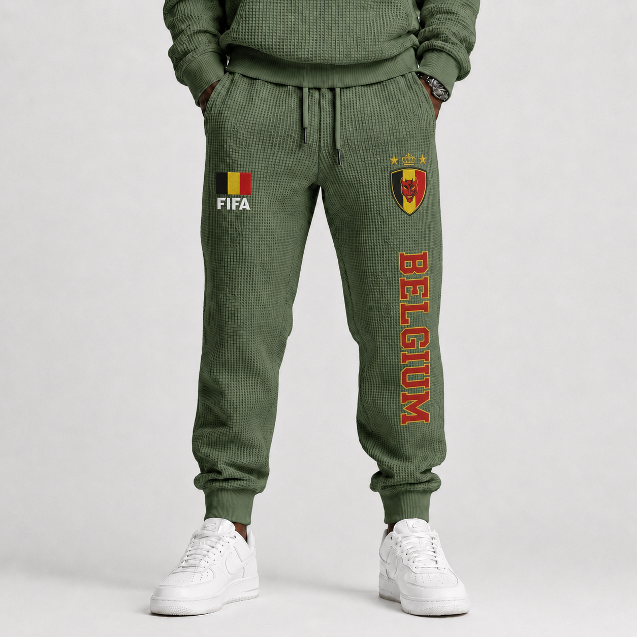 FIFA 2026 Belgium Printed Waffle Football Fan Pants