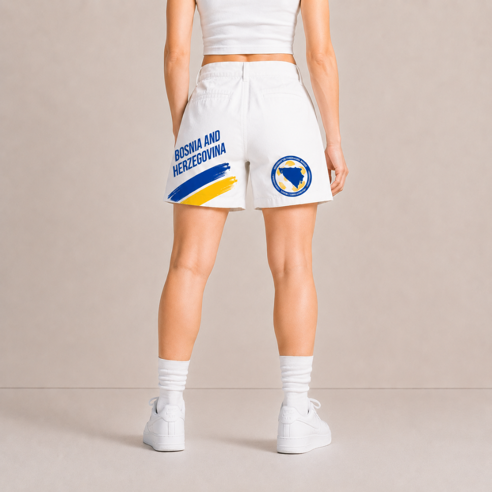 World Cup 2026 Bosnia and Herzegovina Football Fan Printed Twill Shorts