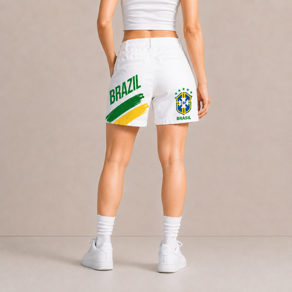World Cup 2026 Brazil Football Fan Printed Twill Shorts