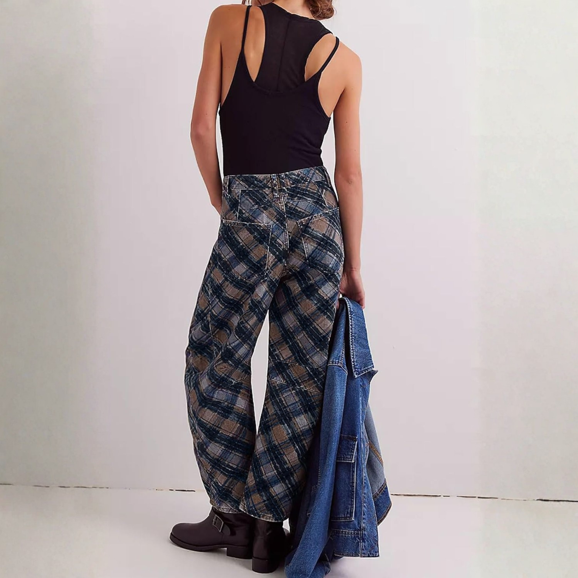 Striped Wide Leg Baggy Barrel Jeans for Women Y2K