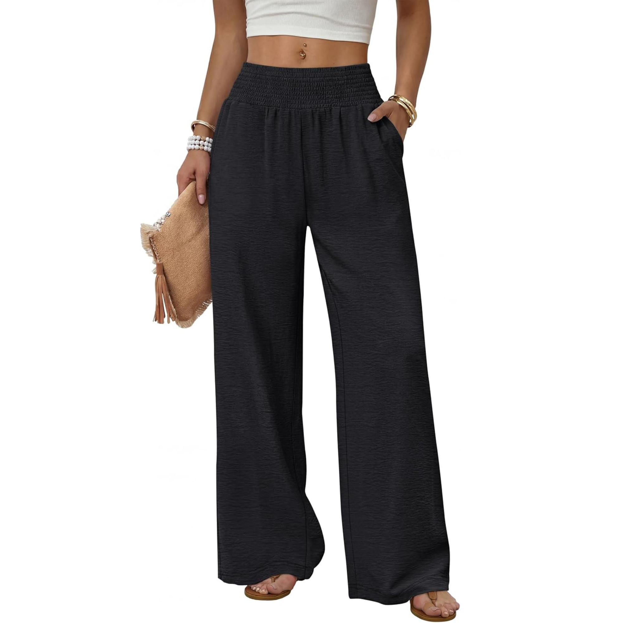 High Waist Wide Leg Lounge Pants with Side Pockets