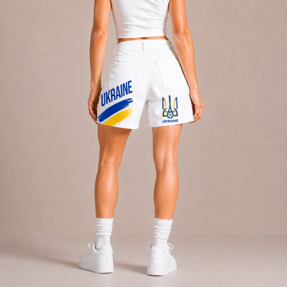 World Cup 2026 Ukraine Football Fan Printed Twill Shorts