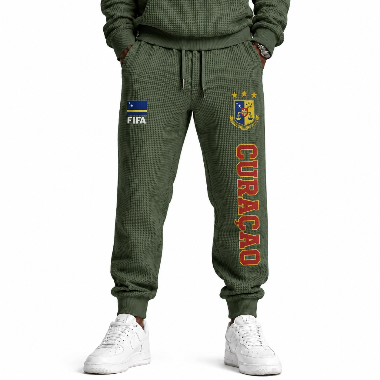FIFA 2026 Curaçao Printed Waffle Football Fan Pants
