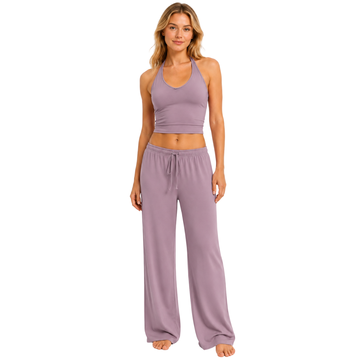 Crop Tank Top And Wide Fit Trouser Set For Women