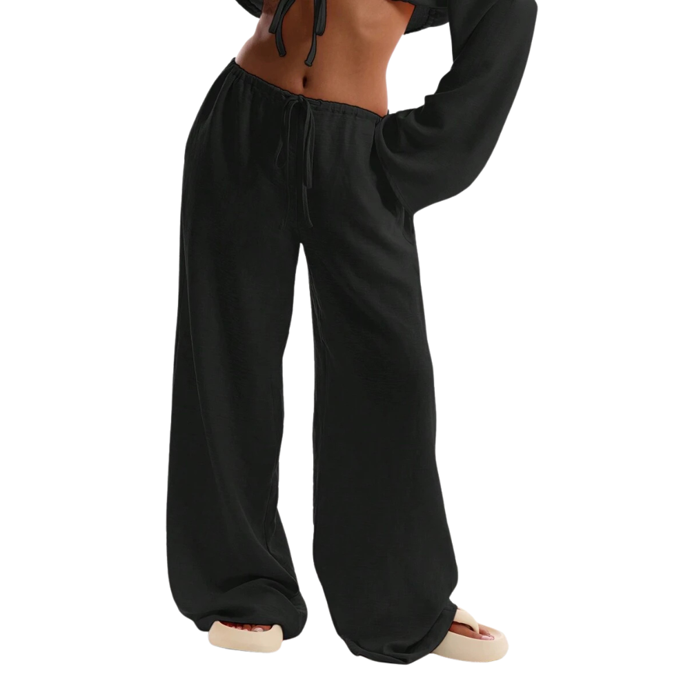 Casual Tie Front Drawstring Trousers For Women