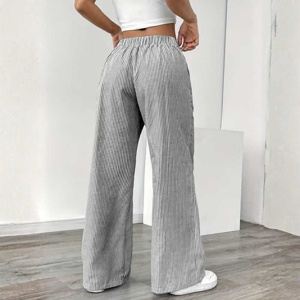 Elegant Casual Commuter Striped Loose Fit Pants For Women