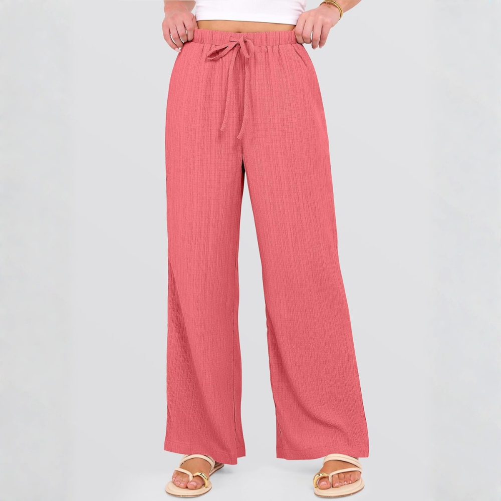 Casual Flowy Drawstring Palazzo Pants With Pockets