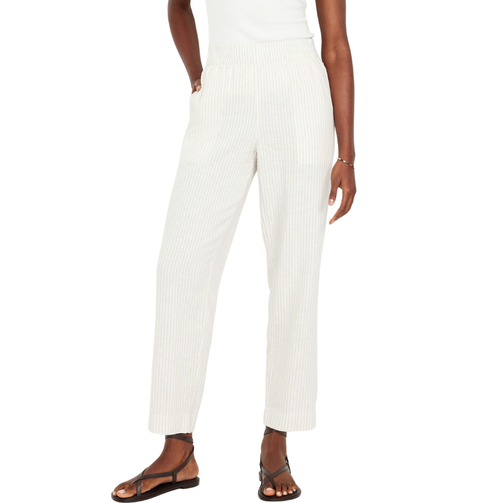 High Rise Linen Blend Straight Pants-My Comfy Pant