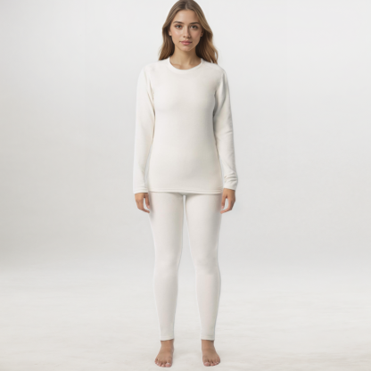 Women Fleece Lined Thermal Underwear Set Stretch Long Johns