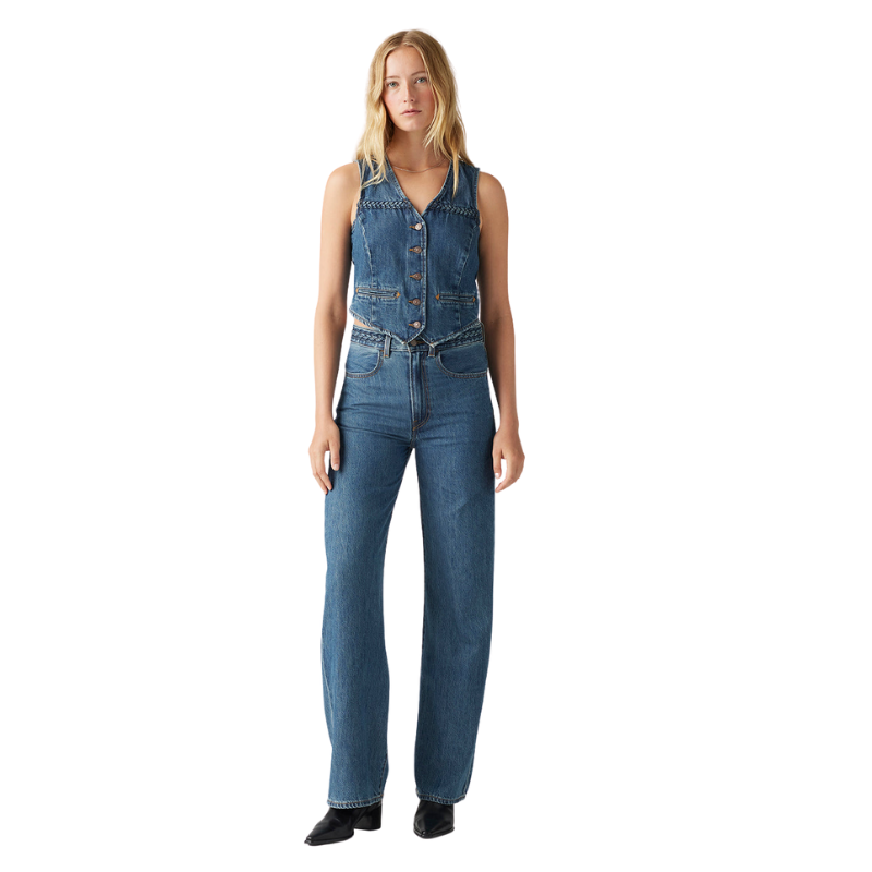 Women Ribcage Wide Leg Blue Jeans-My Comfy Pant