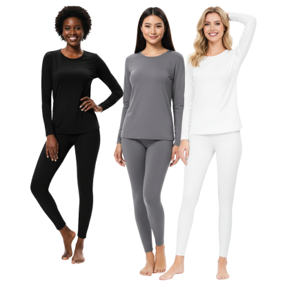  Pack Of 3 Womens Thermal Underwear Fleece Lined Long Johns Base Layer
