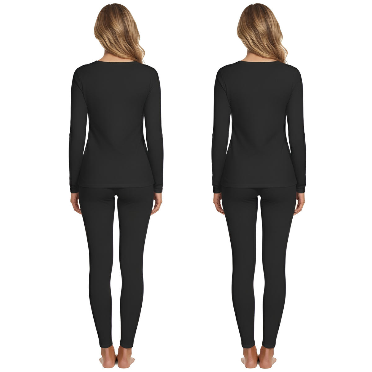 Pack of 2 Women Thermal Base Layer with Fleece Lined Underwear Top and Bottom Set