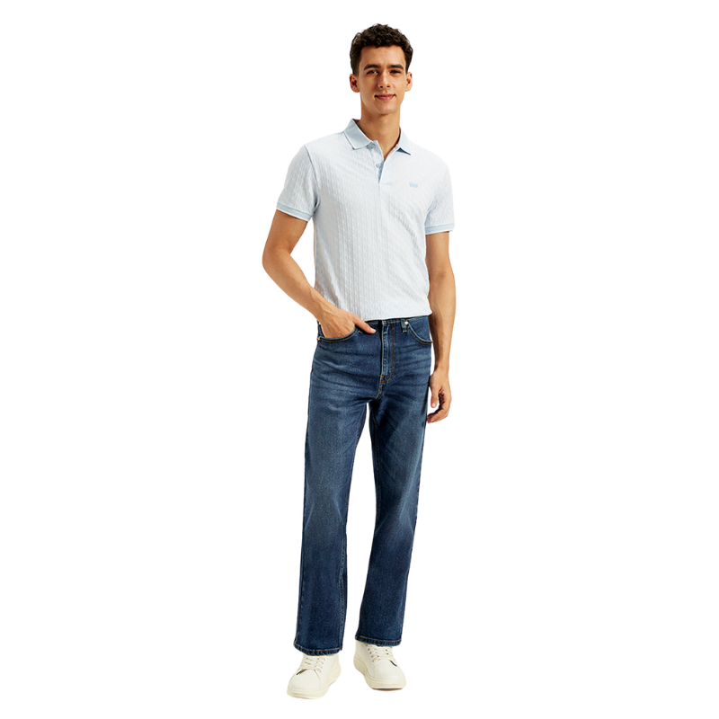 Men Blue Straight Fit Mid Rise Jeans-My Comfy Pant