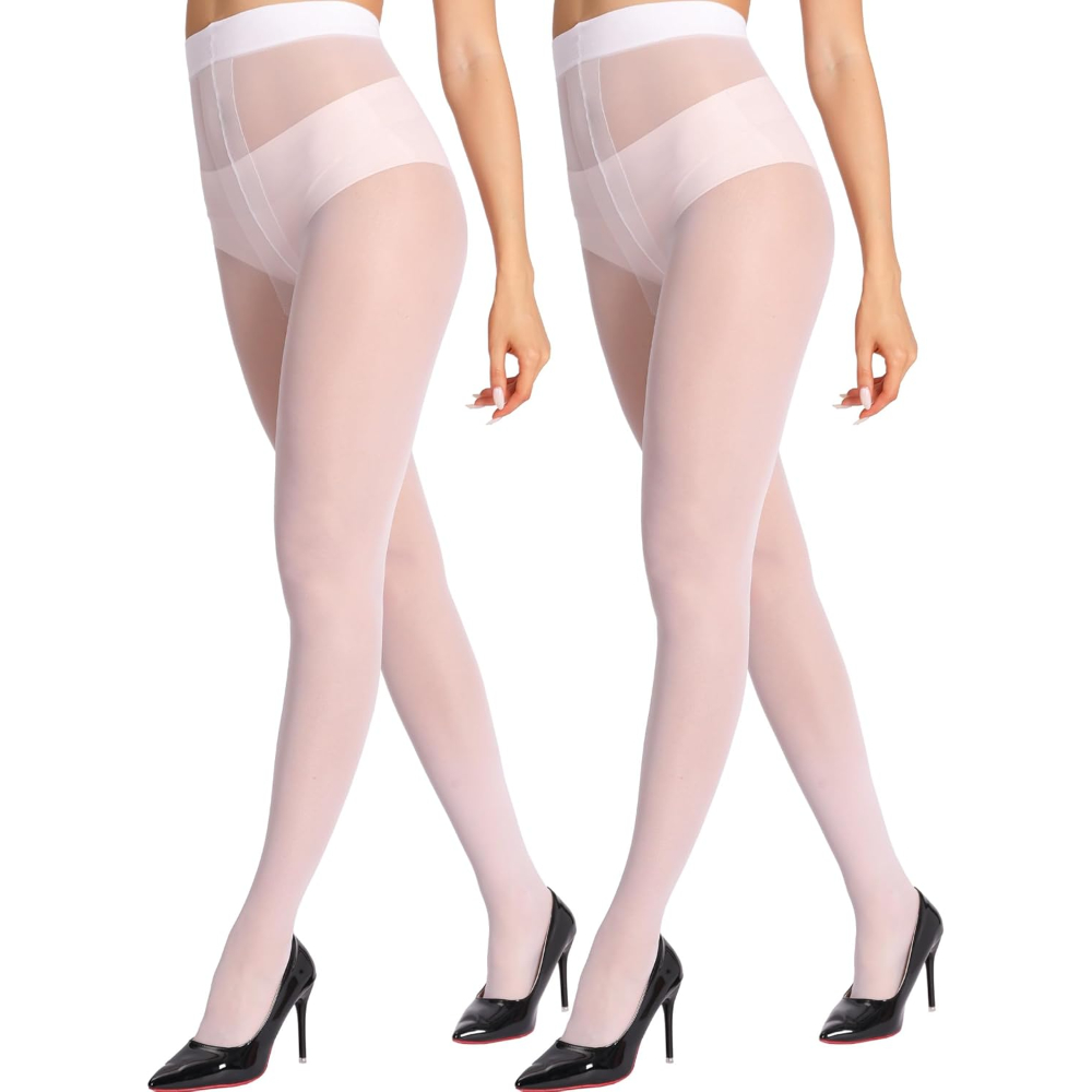 2 Pairs Of Sheer Tights For Women With Reinforced T Crotch And Control Top