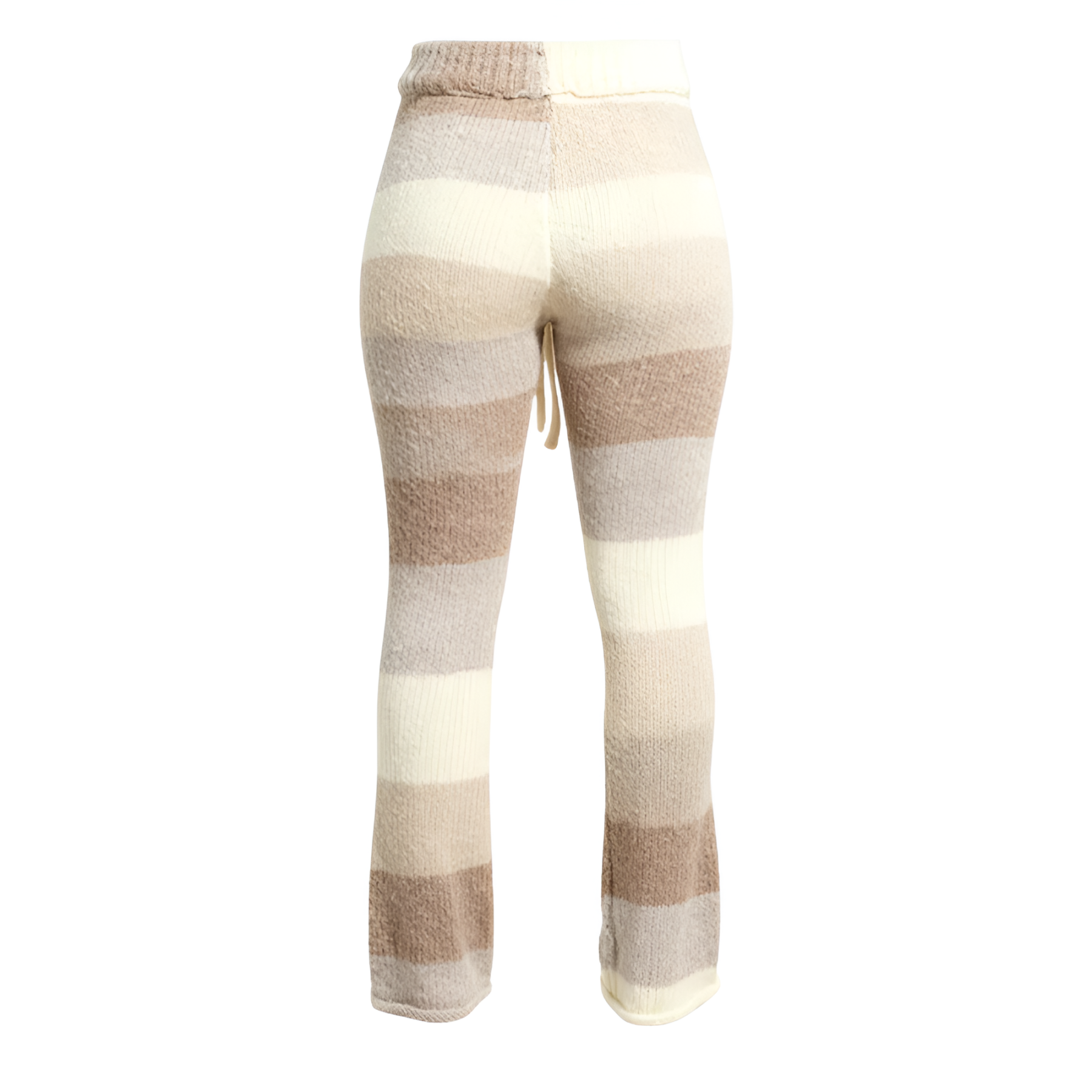 Cozy Knit Striped Pants With Soft Stretch And Drawstring Fit For Women