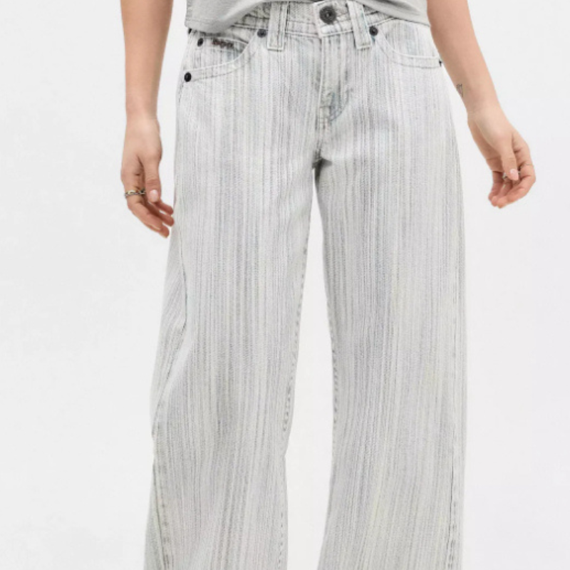 Striped Wide Jeans With High Waist And Vintage Inspired Fit-My Comfy Pant