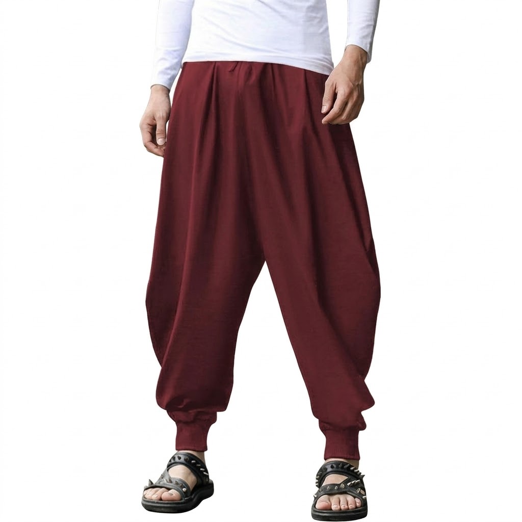 Drop Crotch Trouser Casual Yoga Beach Linen Boho Pants With Drawstring For Men