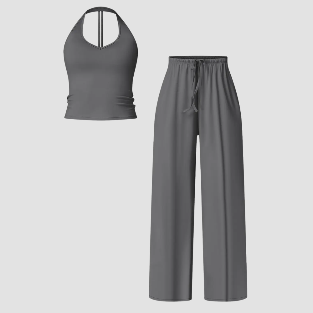 Crop Tank Top And Wide Fit Trouser Set For Women