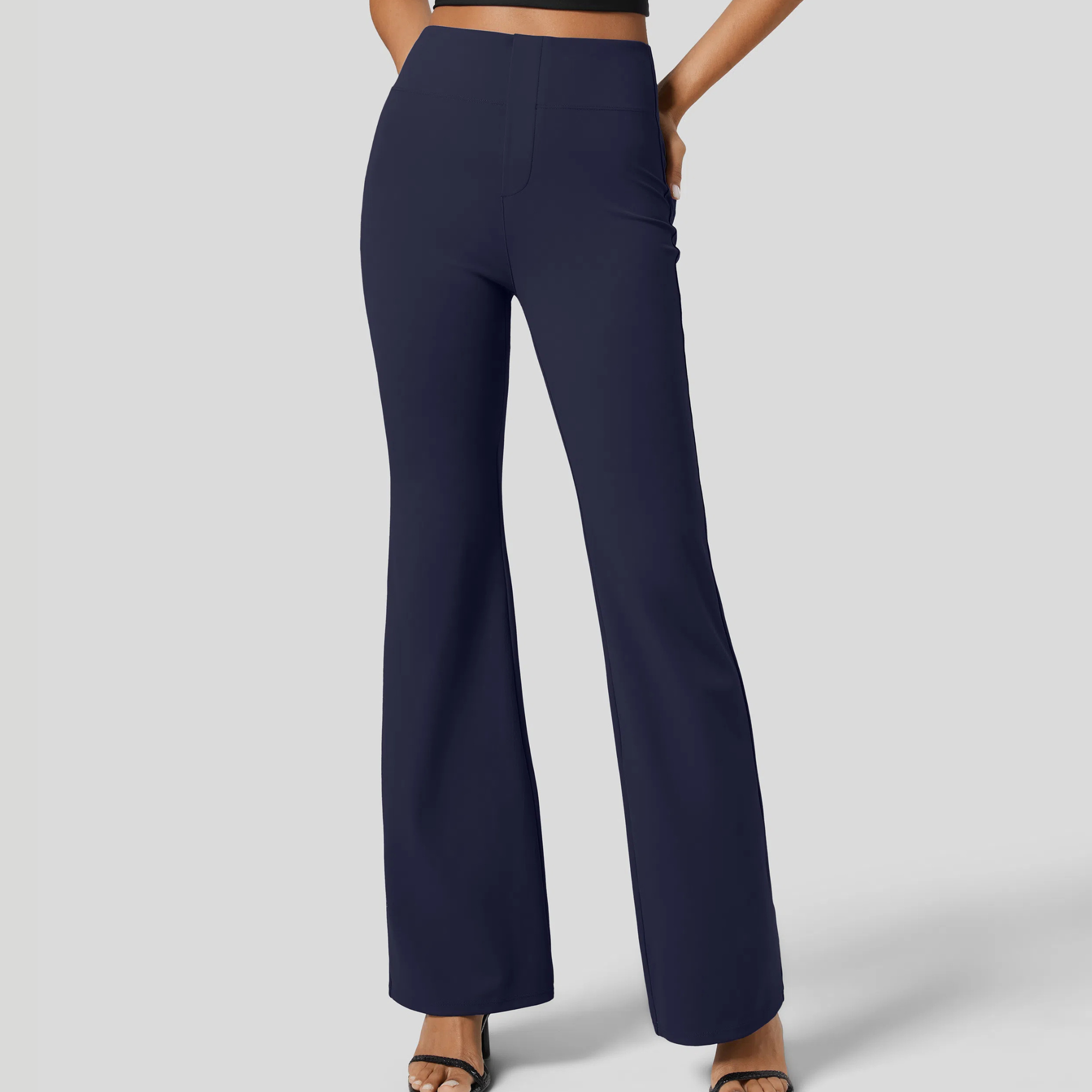 High Rise Back Side Pocket Slight Flare Work Pants