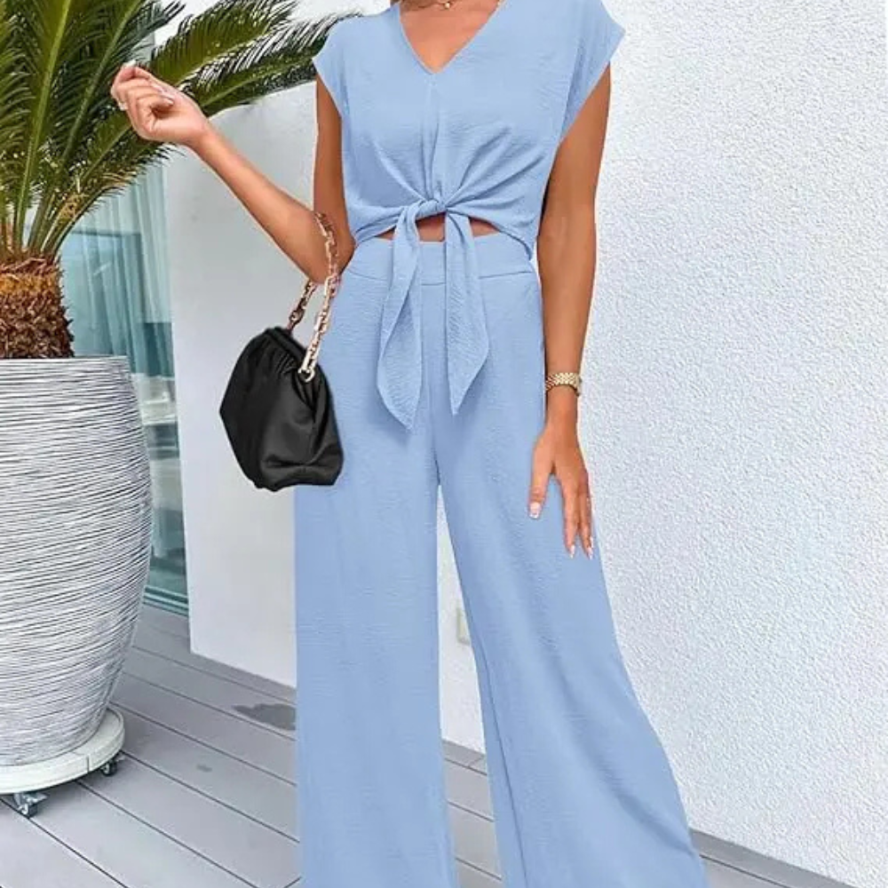Summer 2 Piece Wide Pant Set for Women