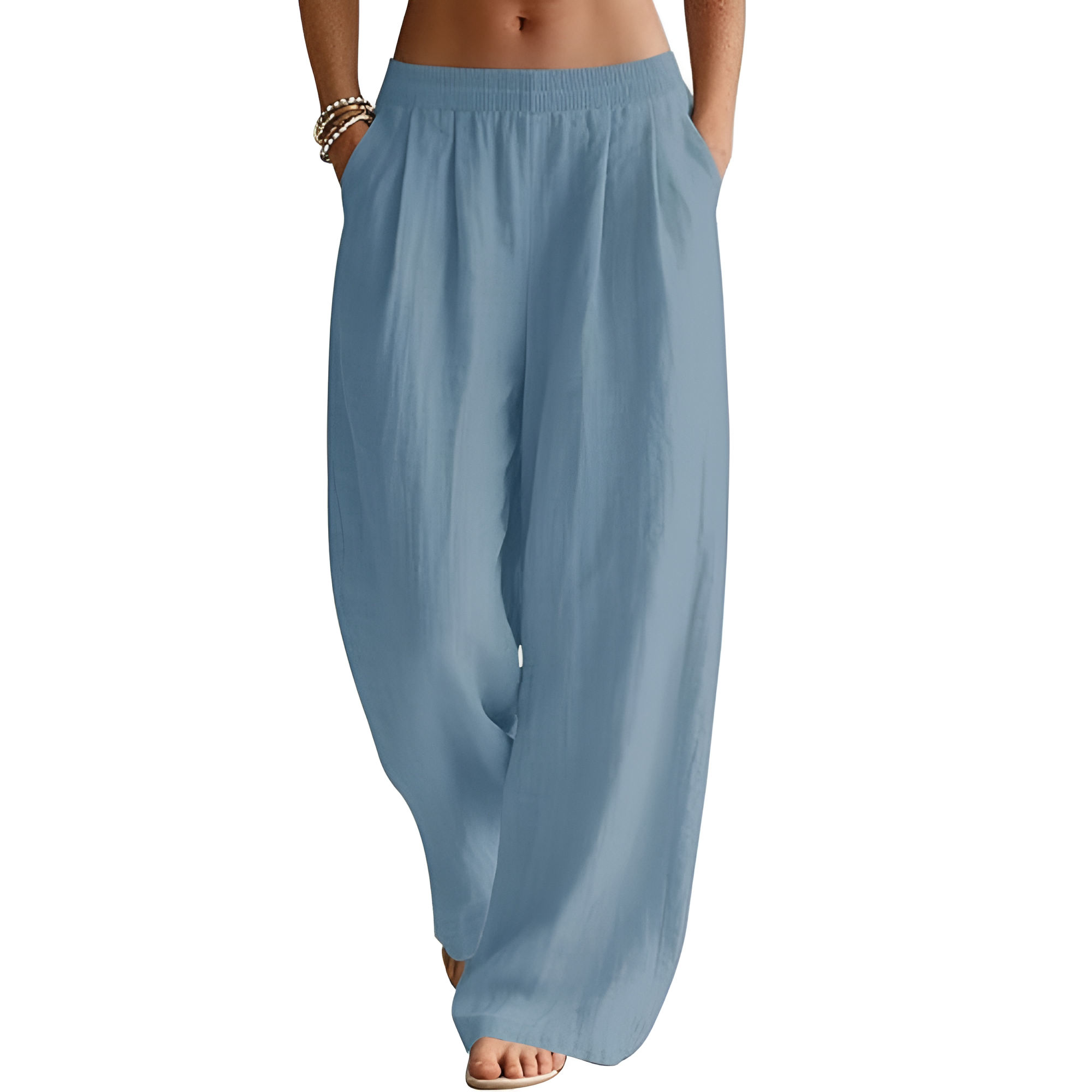 [Copy]High Waist Cropped Wide PantsWide Fit Summer Flowy Palazzo Pants For Women  - Image 22