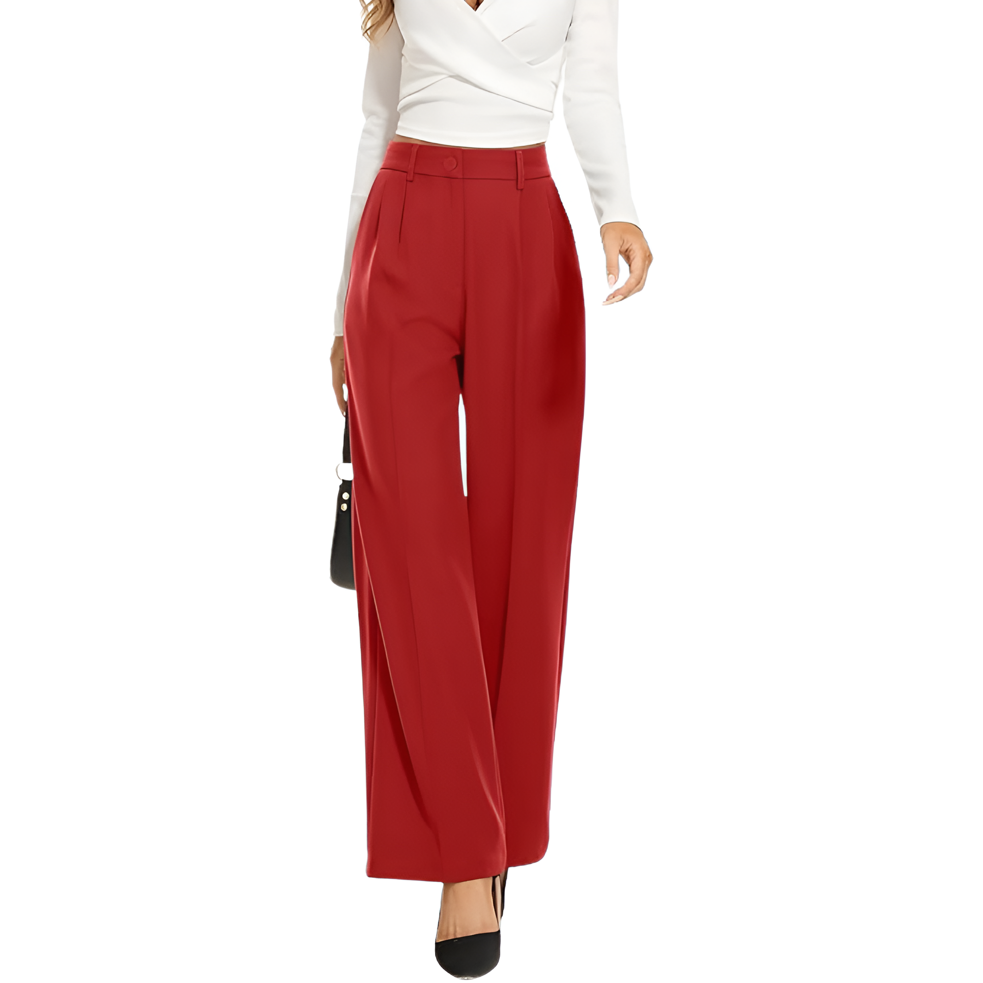 High Rise Long Straight Work Suit Pants For Women