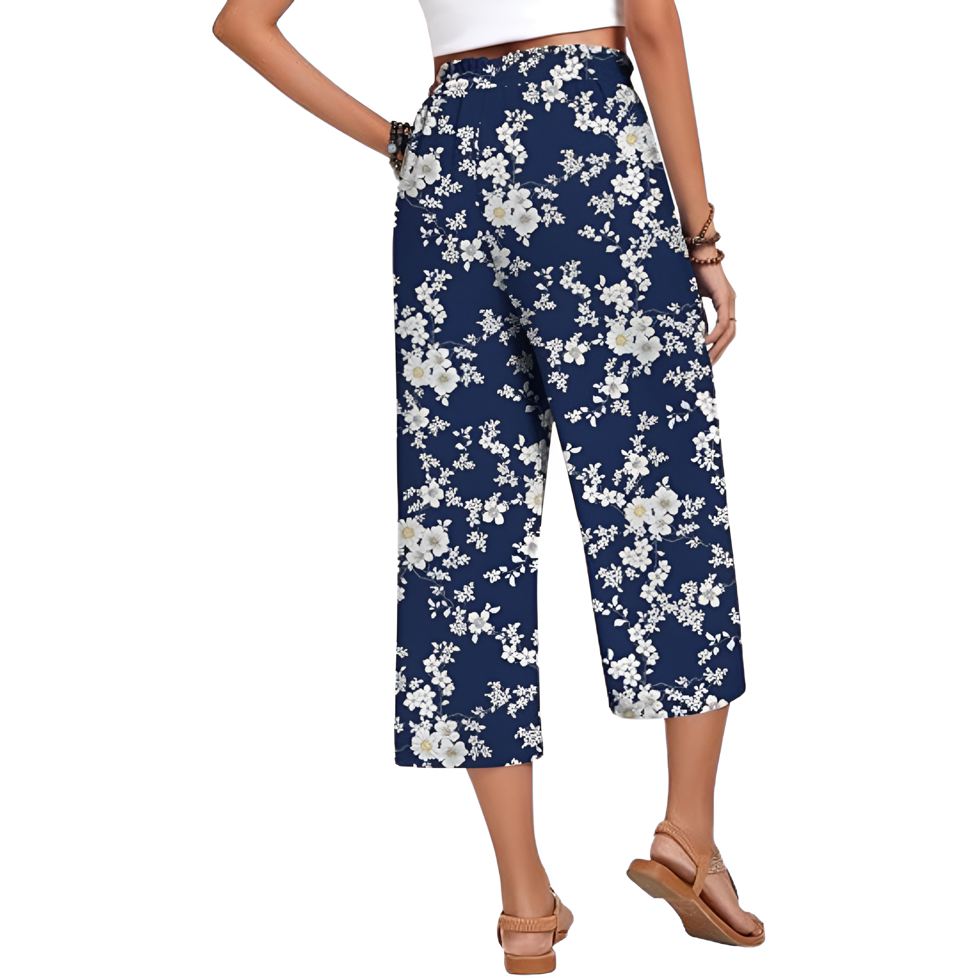 Wide Fit Casual Capri Pants With Pockets For Women