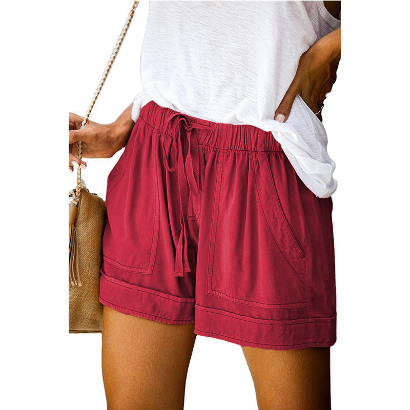 Solid High Waisted Strappy Loose Wide Summer Shorts-My Comfy PantSolid High Waisted Strappy Loose Wide Summer Shorts - Image 6