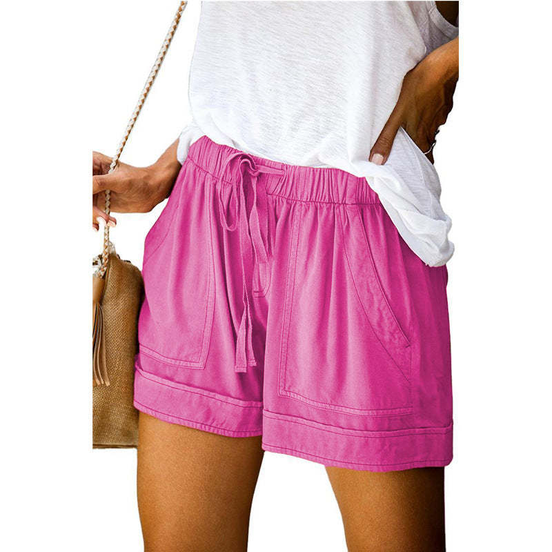 Solid High Waisted Strappy Loose Wide Summer Shorts-My Comfy Pant