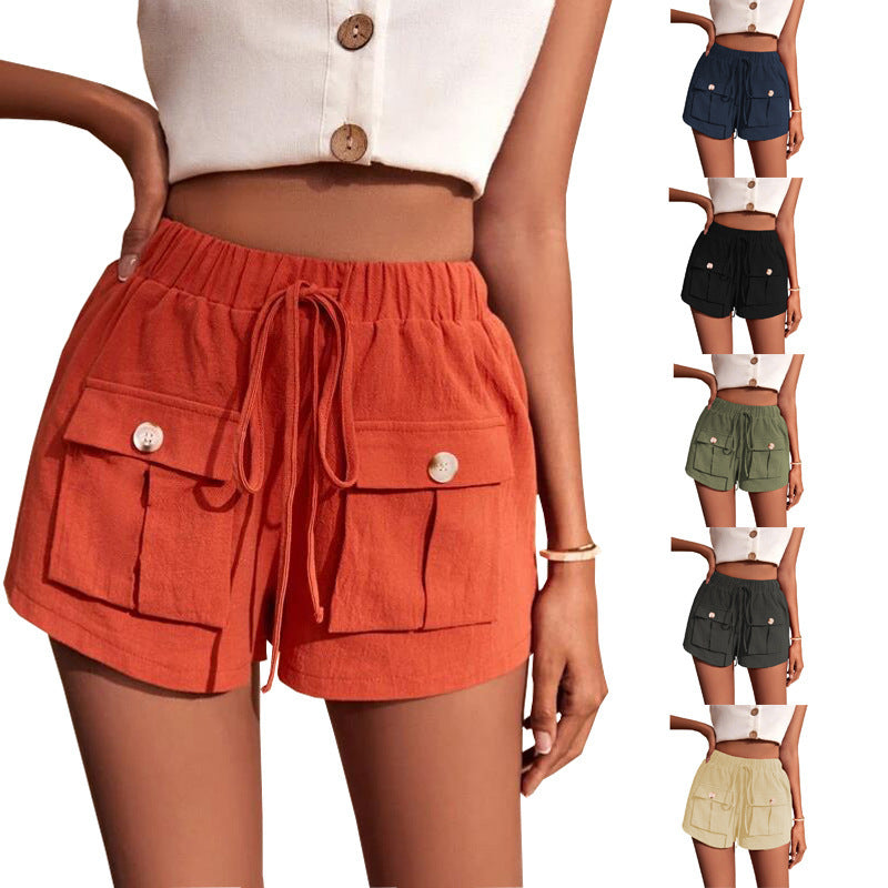 Baggy Mid-Waist Drawstring Straight Shorts-My Comfy PantBaggy Mid-Waist Drawstring Straight Shorts - Image 26