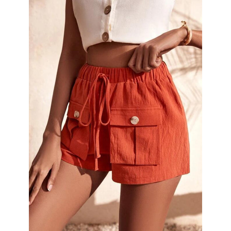 Baggy Mid-Waist Drawstring Straight Shorts-My Comfy PantBaggy Mid-Waist Drawstring Straight Shorts - Image 4