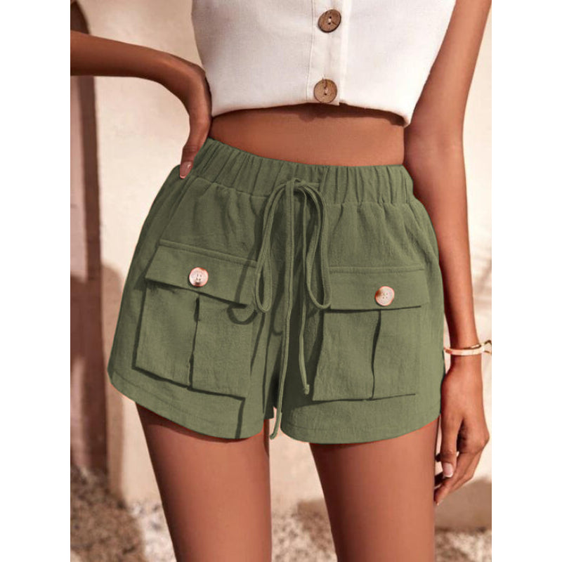 Baggy Mid-Waist Drawstring Straight Shorts-My Comfy PantBaggy Mid-Waist Drawstring Straight Shorts - Image 22