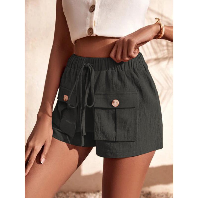 Baggy Mid-Waist Drawstring Straight Shorts-My Comfy Pant